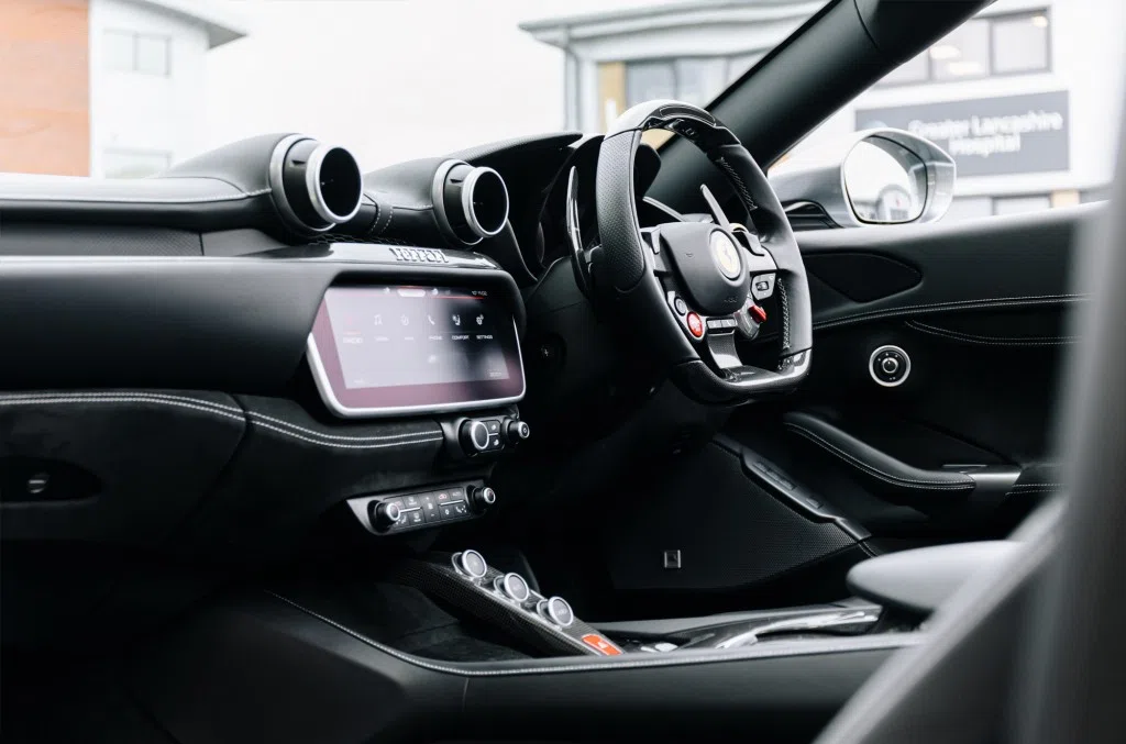 2019 Ferrari Portofino Convertible interior, dashboard, Nero Hide