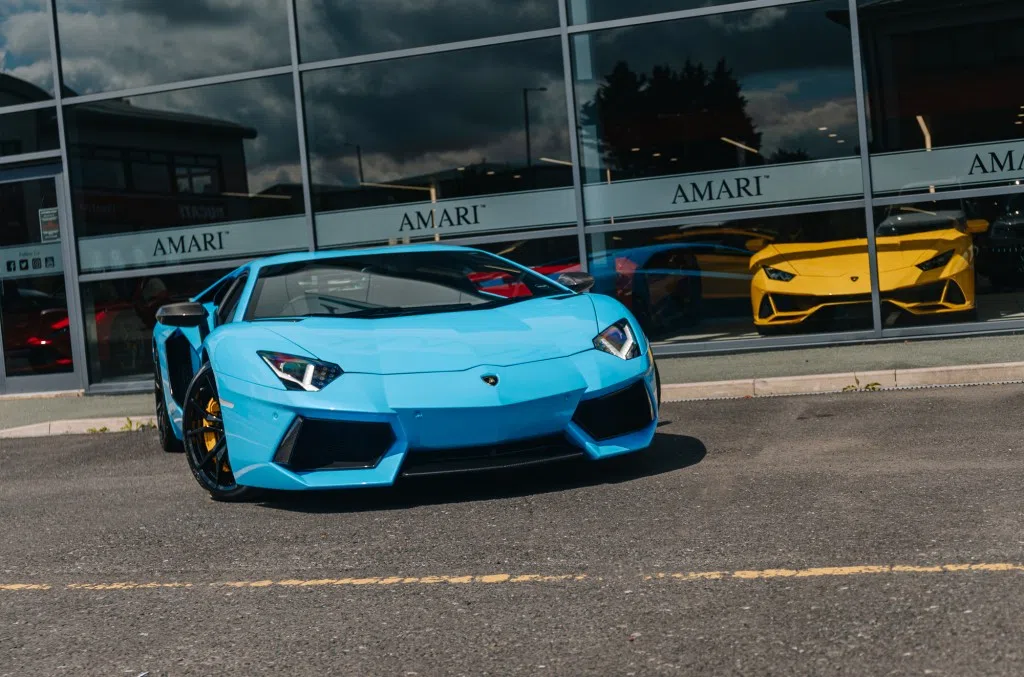 2013 Lamborghini Aventador Coupe for sale, exterior, Blue Cepheus