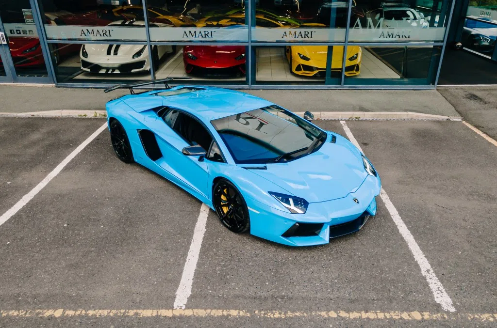 2013 Lamborghini Aventador Coupe for sale, exterior, Blue Cepheus