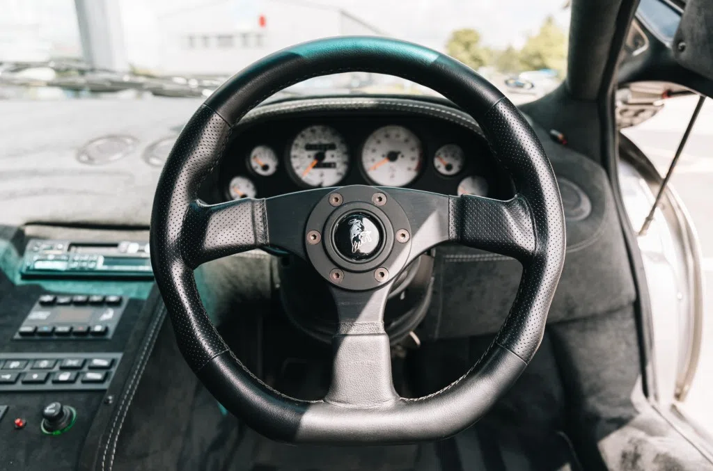 1997 Lamborghini Diablo SV interior, steering wheel, Black Alcantara