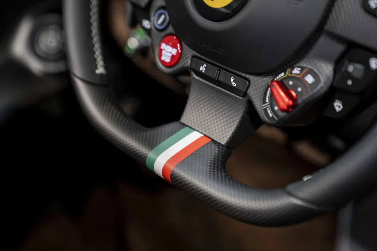 2021 Ferrari F8 Spider interior, steering wheel, IROKO