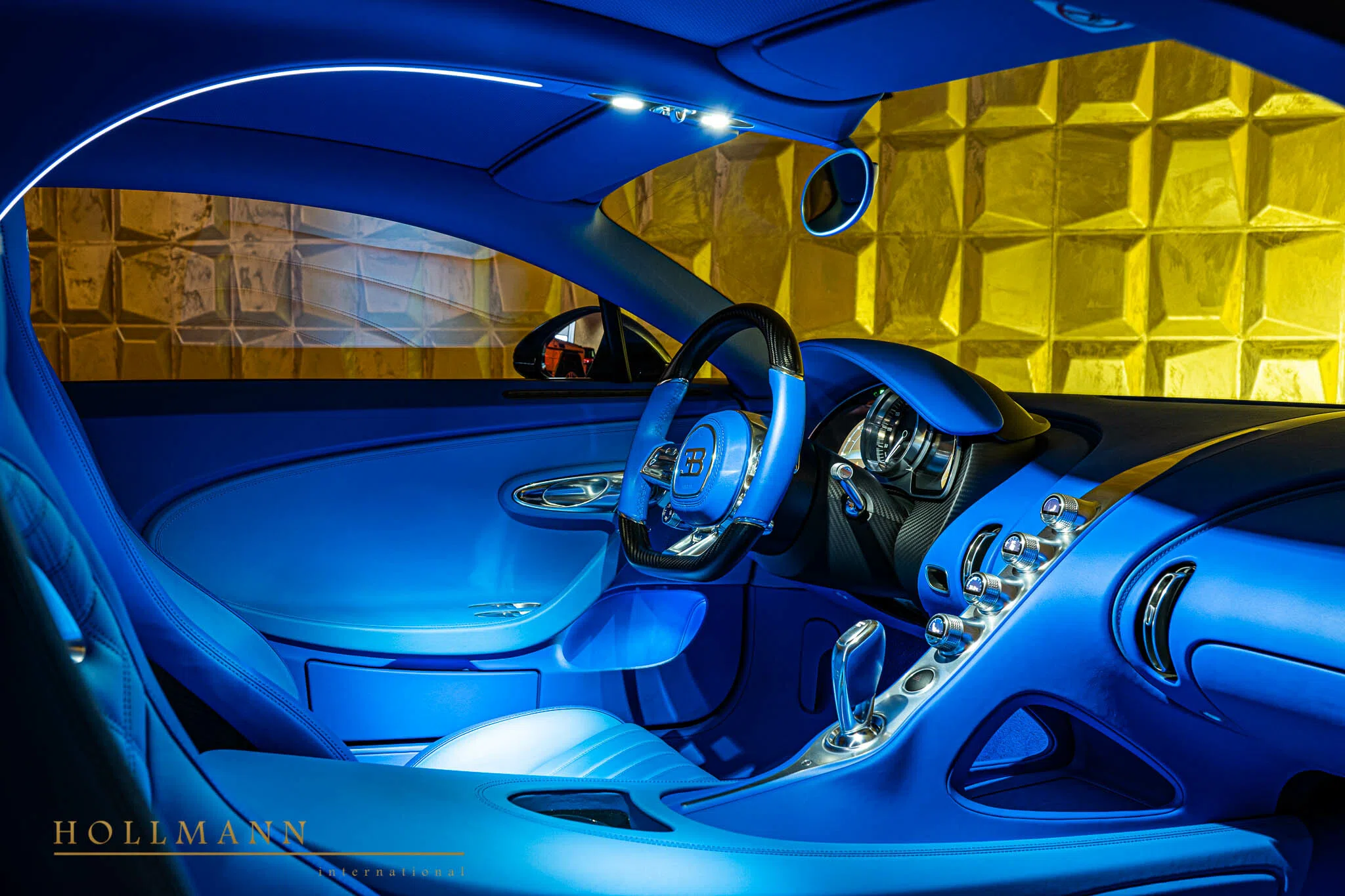 2019 BUGATTI CHIRON Sport 110 ans interior, dashboard, French Racing Blue