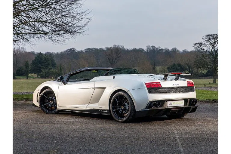 2011 Lamborghini Gallardo, rear three-quarter view, White