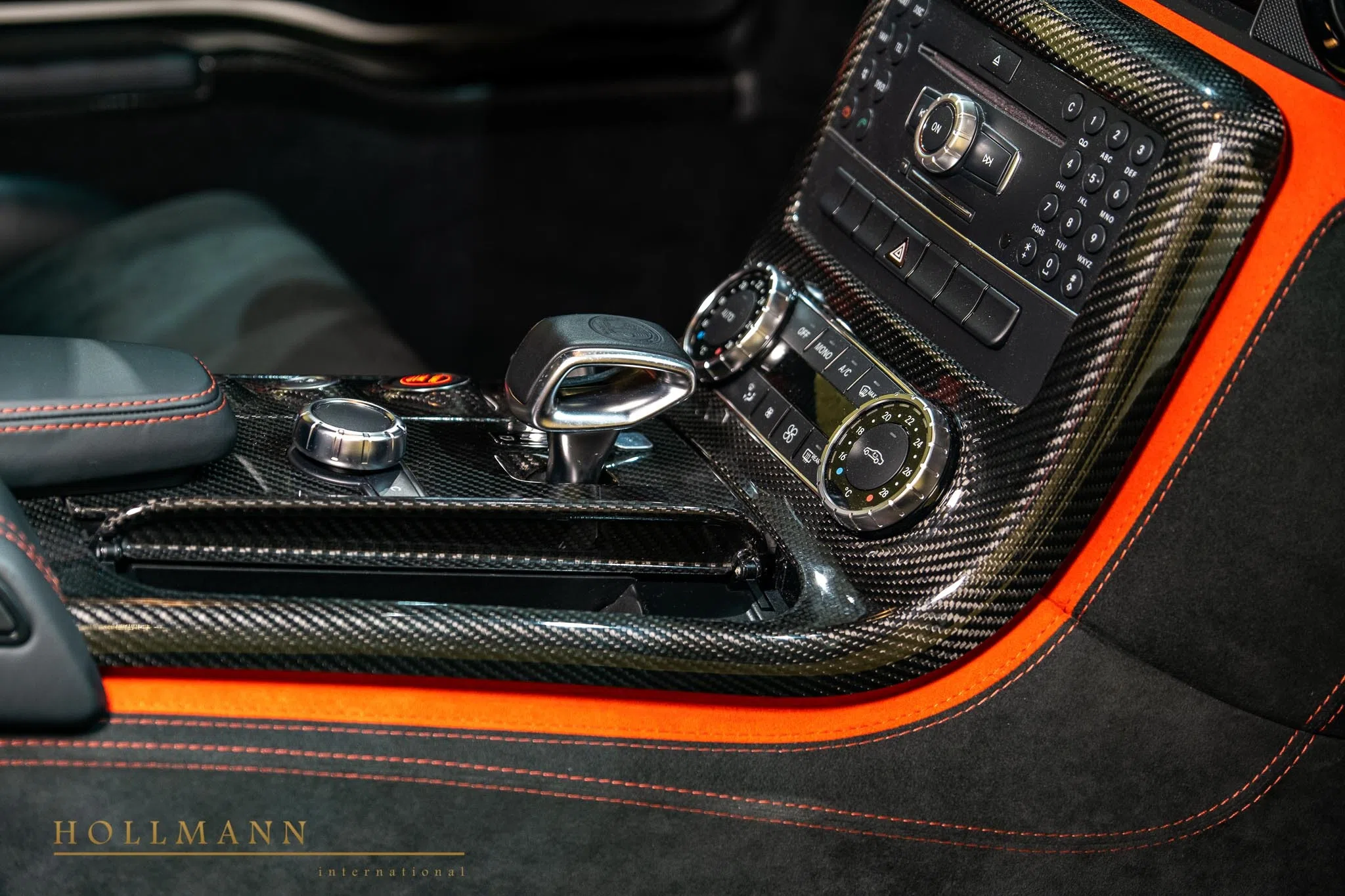 2013 Mercedes-Benz SLS AMG Black Series interior, center console, Leather black