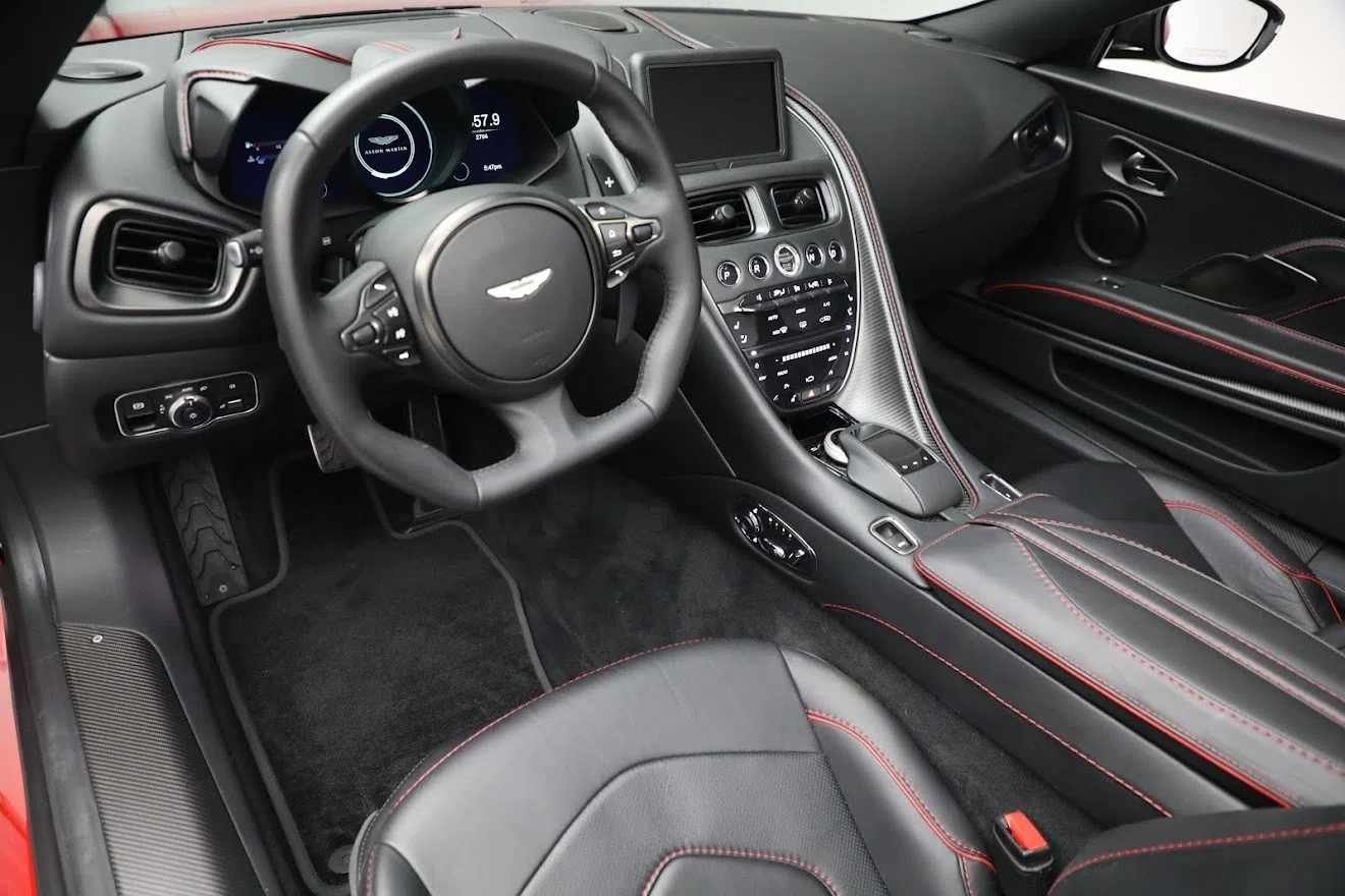 2020 Aston Martin DBS Volante interior, Obsidian Black Leather