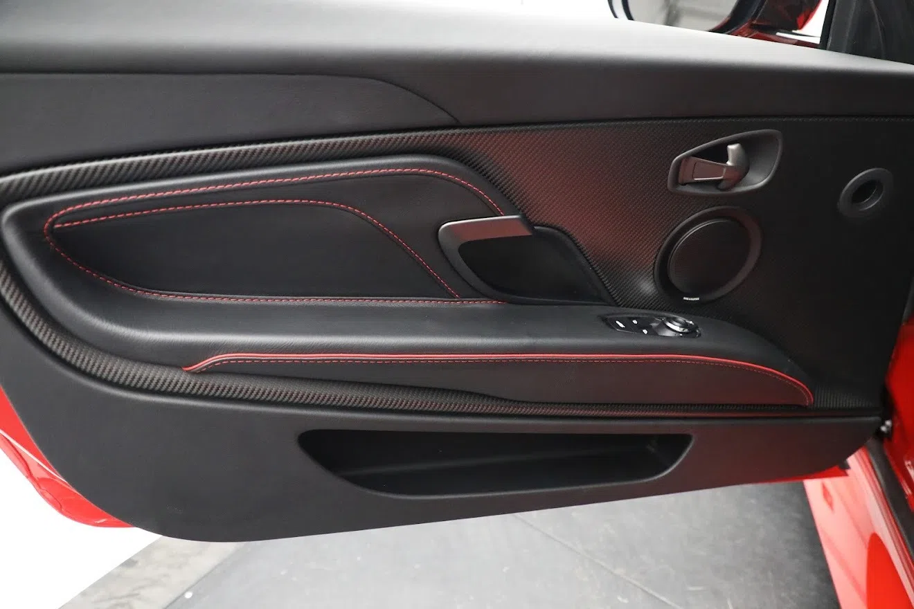2020 Aston Martin DBS Volante interior, door panel, Obsidian Black Leather