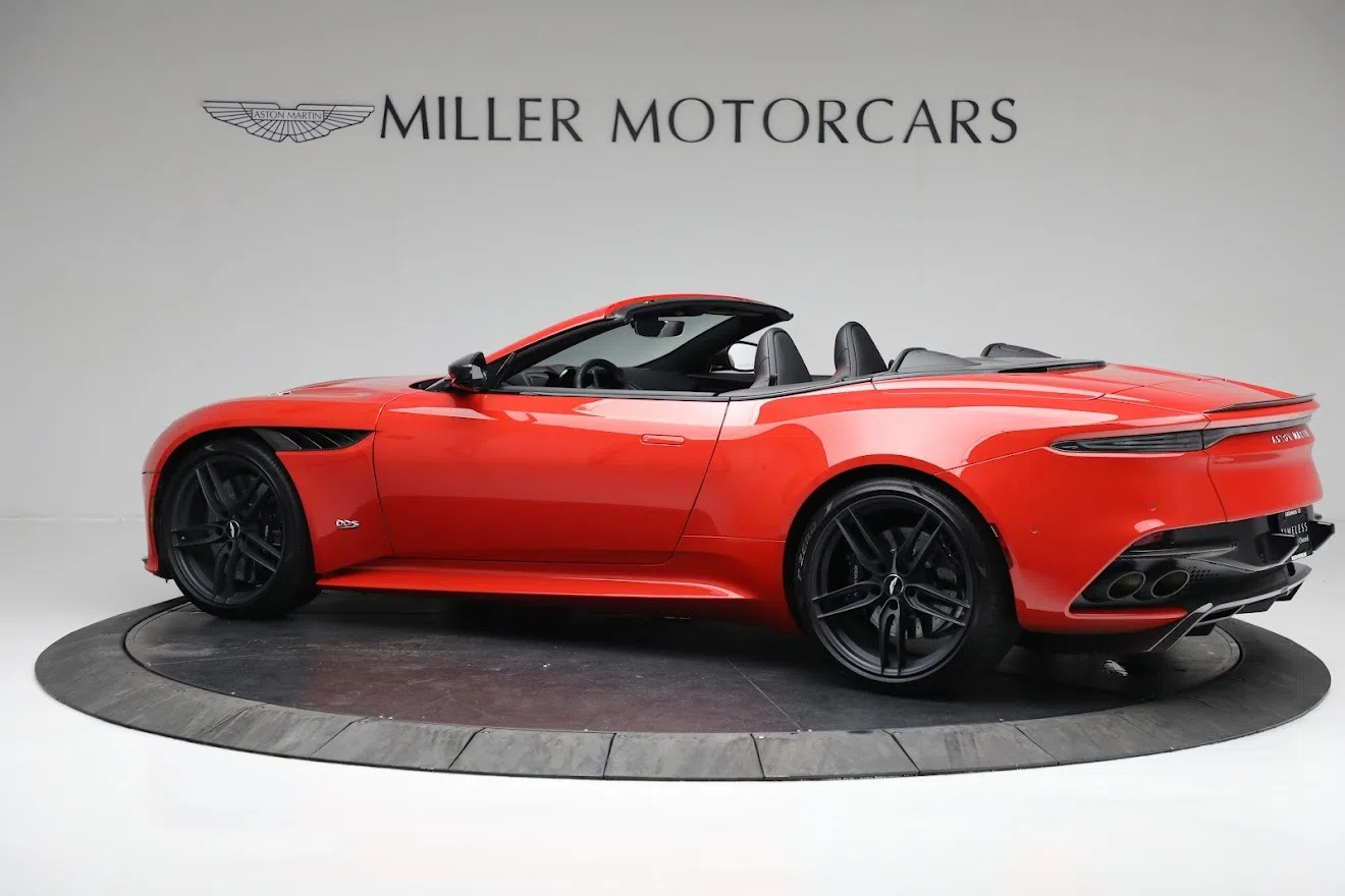 2020 Aston Martin DBS Volante, side profile, SCORPUS RED