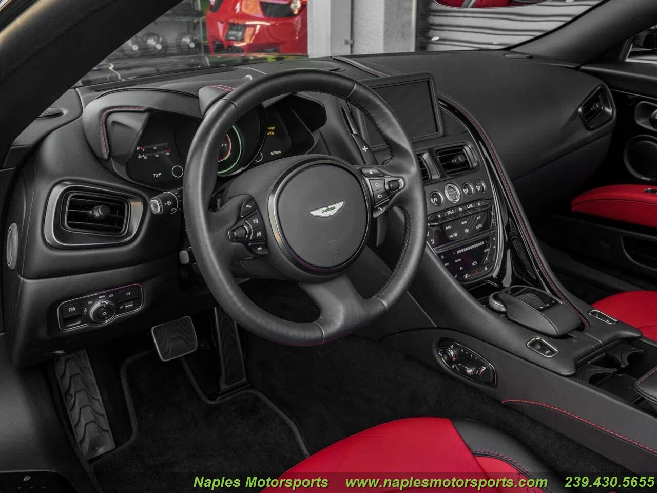 2021 Aston Martin DBS Superleggera interior, dashboard, Spicy Red, Leather