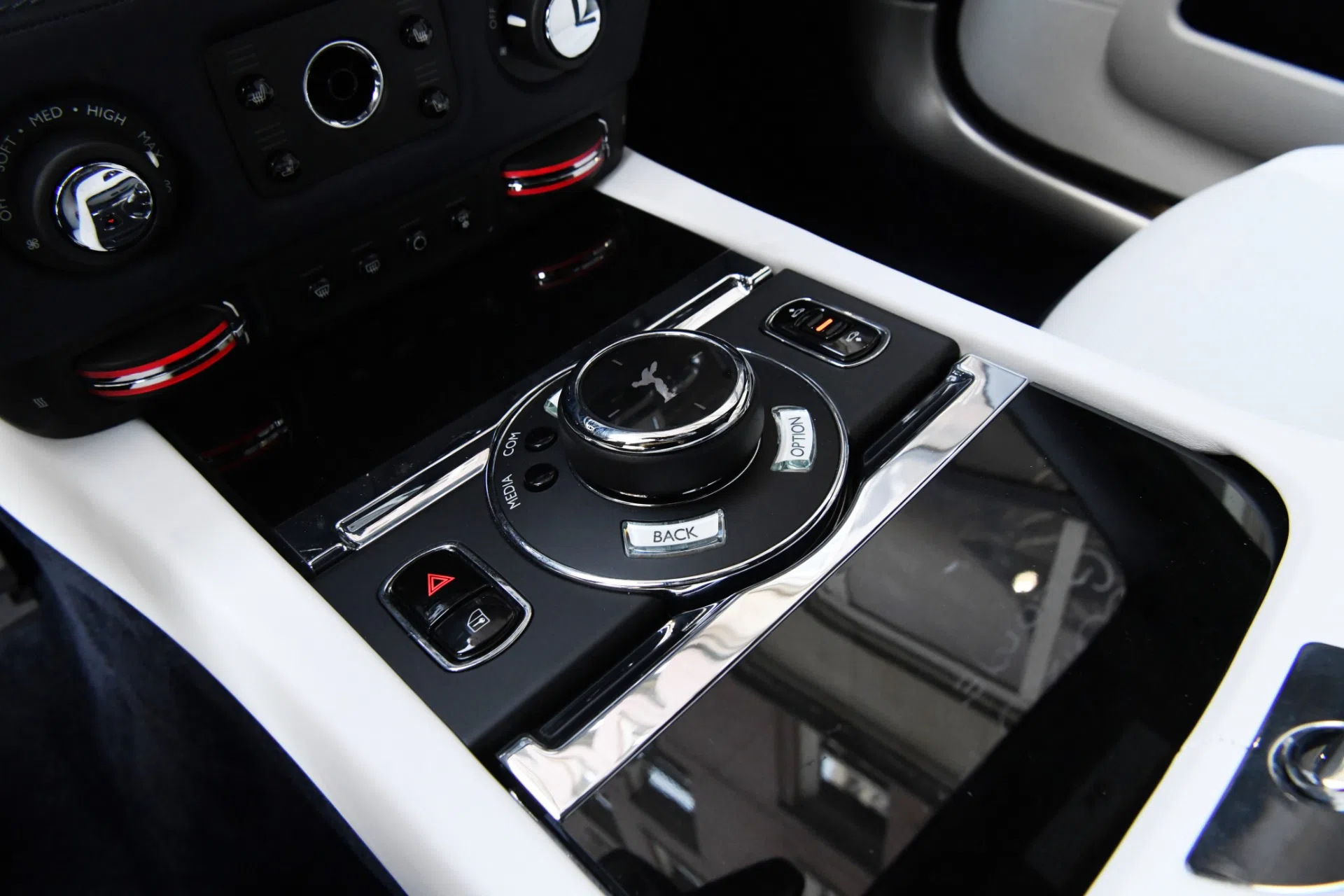 2020 Rolls-Royce Wraith interior, center console, ARCTIC WHITE, Leather