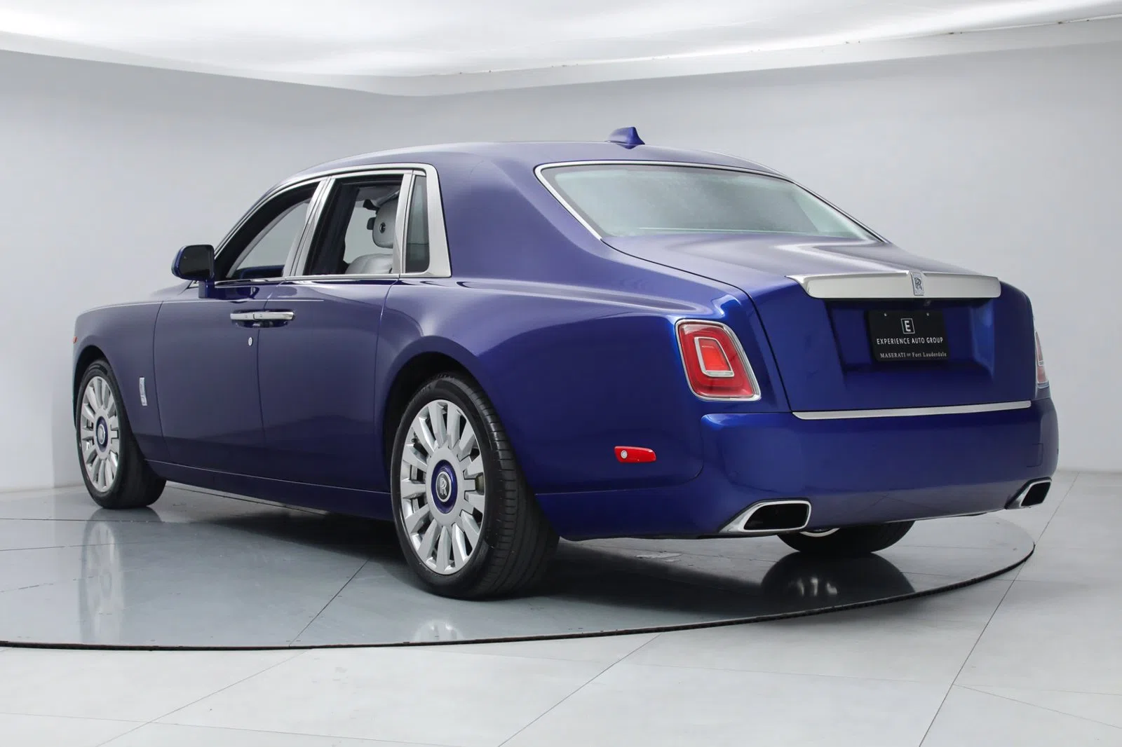 2019 Rolls-Royce Phantom RWD, rear three-quarter view, Blue