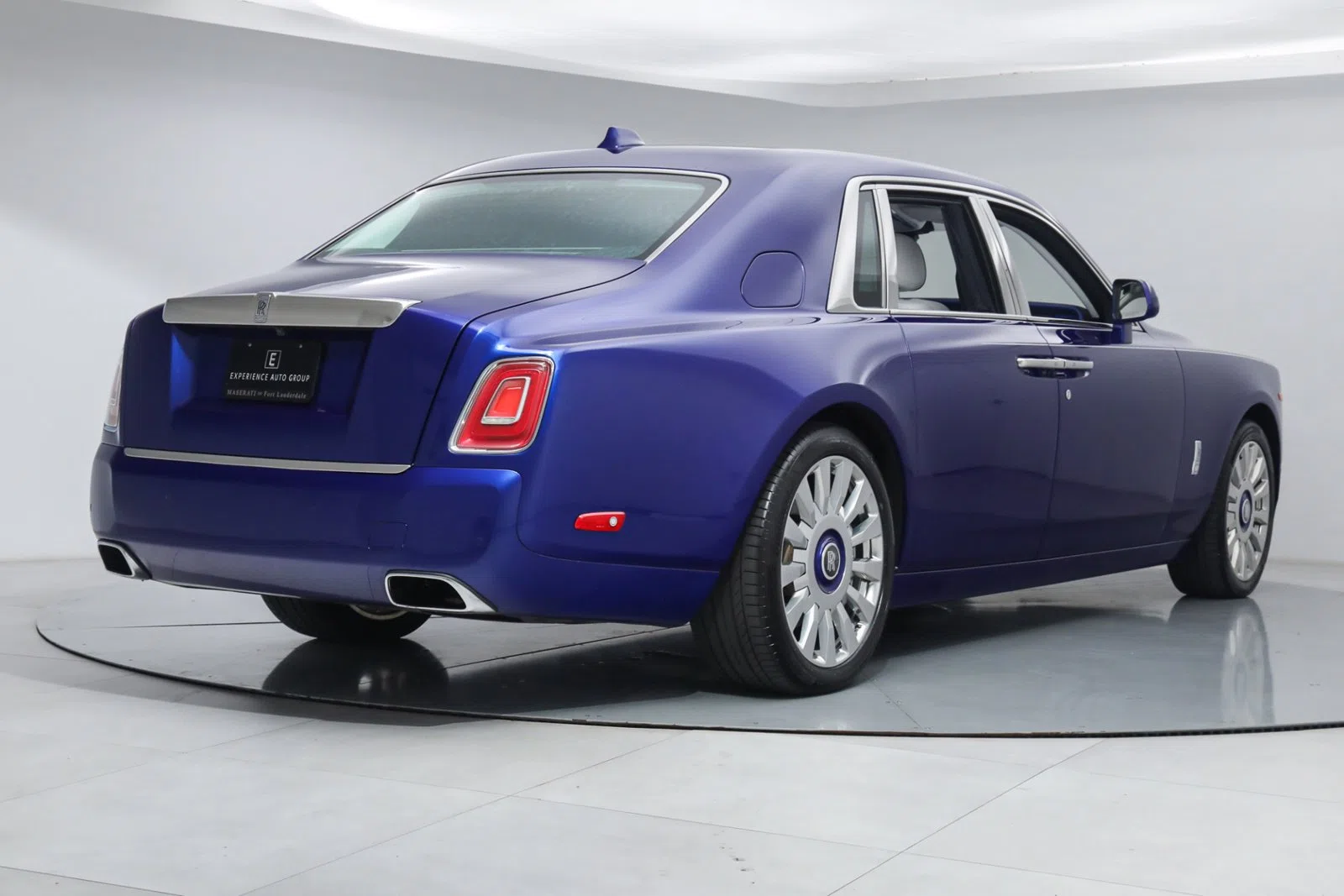 2019 Rolls-Royce Phantom RWD, rear three-quarter view, Blue