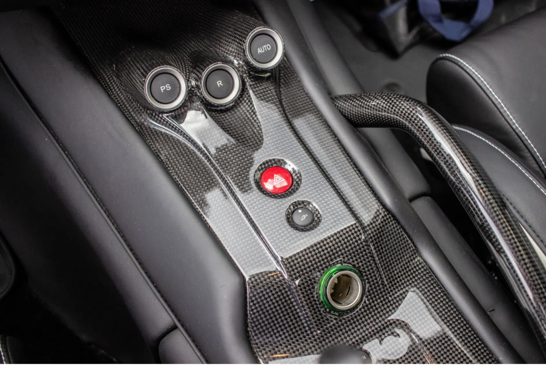 2011 Ferrari 599 SA Aperta interior, center console, Black Leather