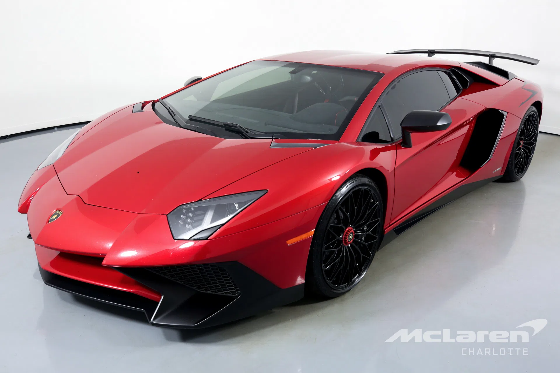 2016 Lamborghini Aventador LP 750-4 SV for sale, front three-quarter view, Rosso BIA Glittered