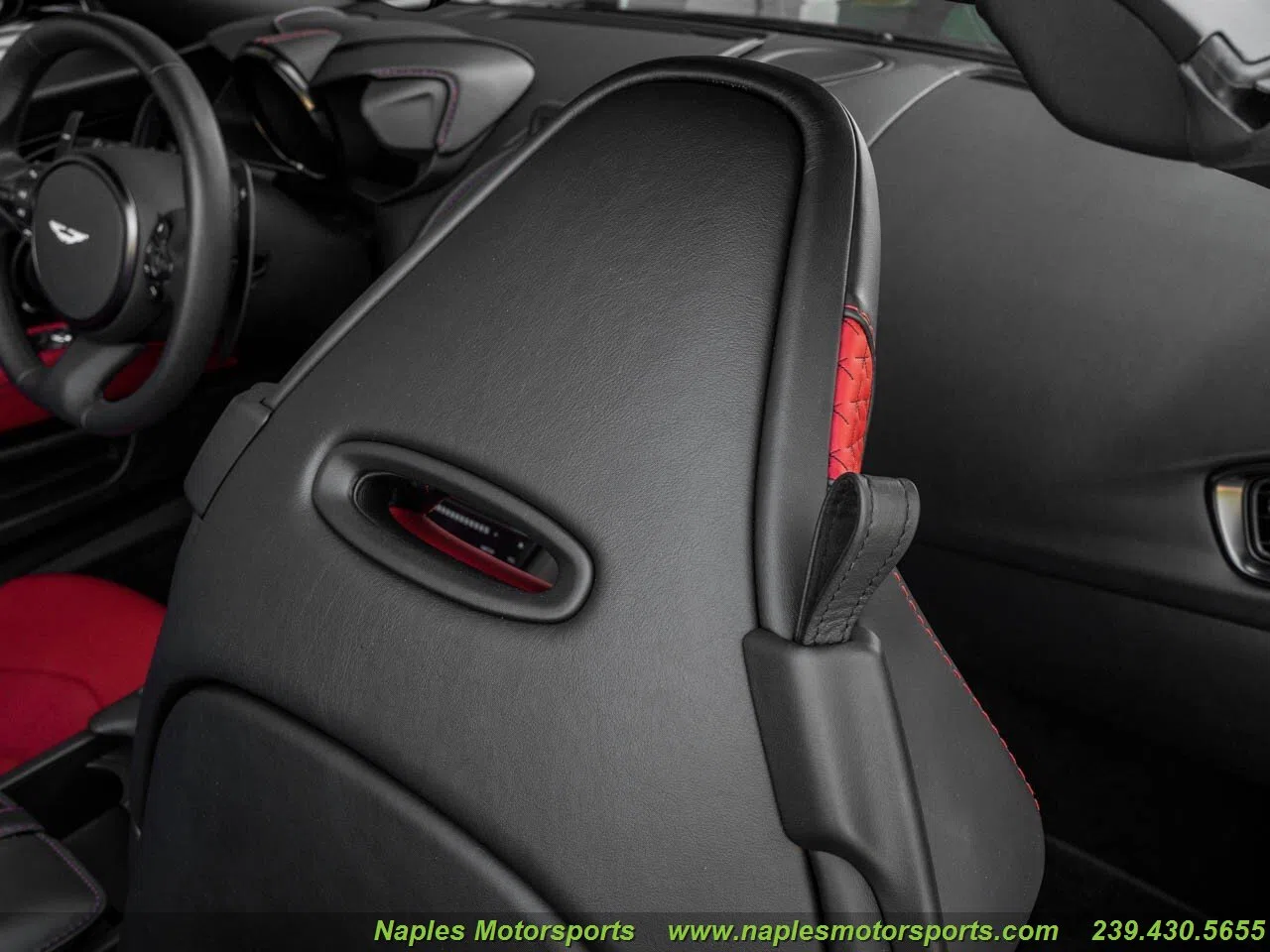 2021 Aston Martin DBS Superleggera interior, door panel, Spicy Red, Leather