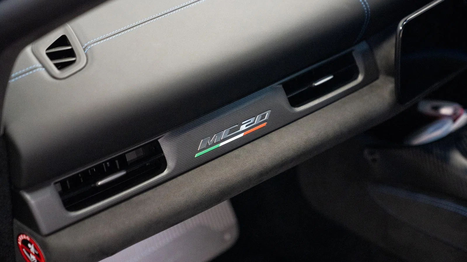 2021 Maserati MC20 interior, door sill, Extended Alcantara