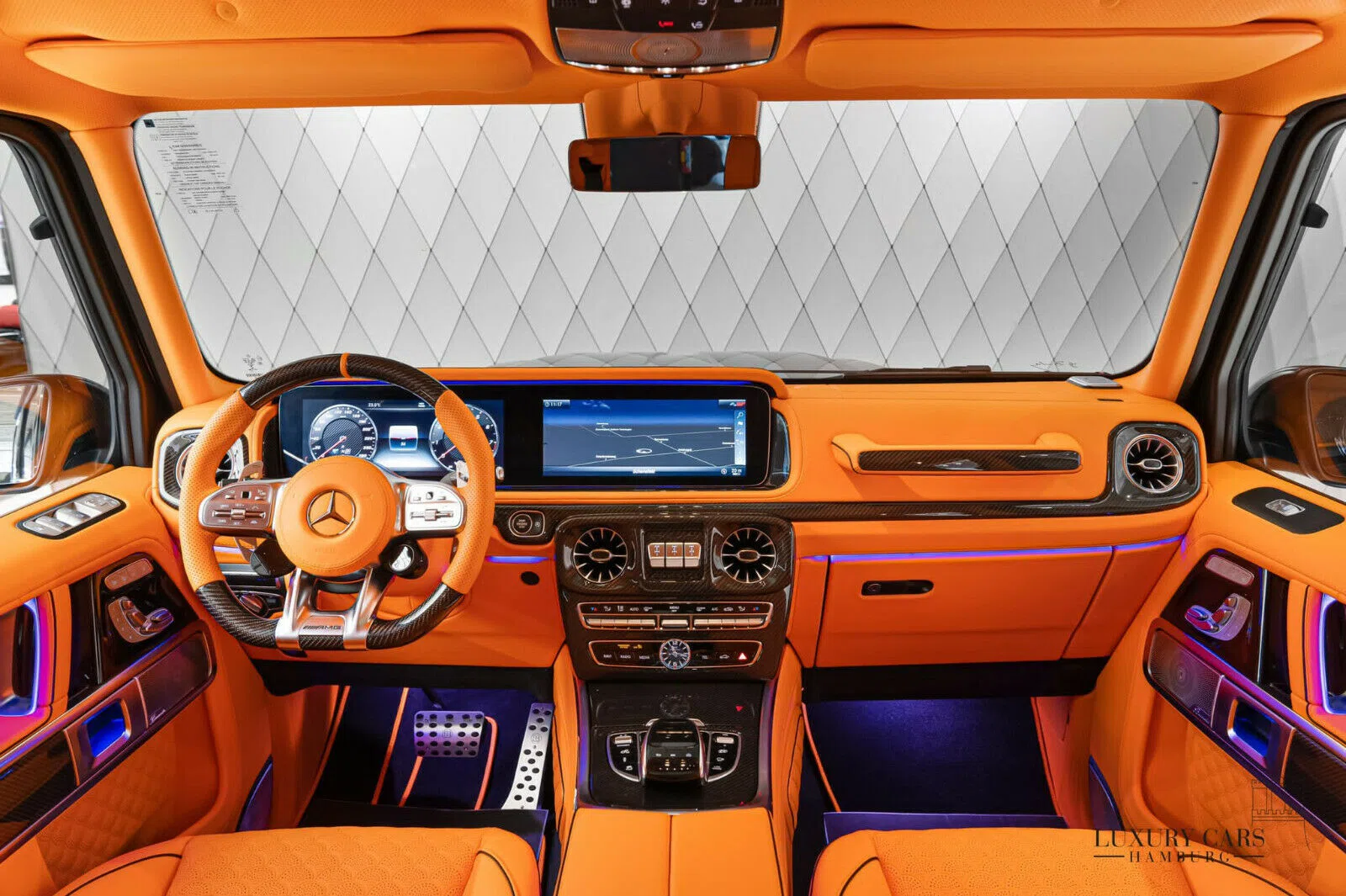 2022 BRABUS G 800 interior, dashboard, Orange Leather
