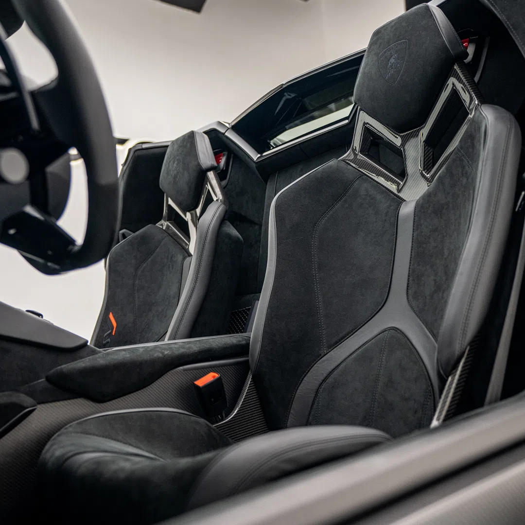 2022 Lamborghini Aventador SVJ Roadster interior, seats, Full Black Alcantara & Leather Interior