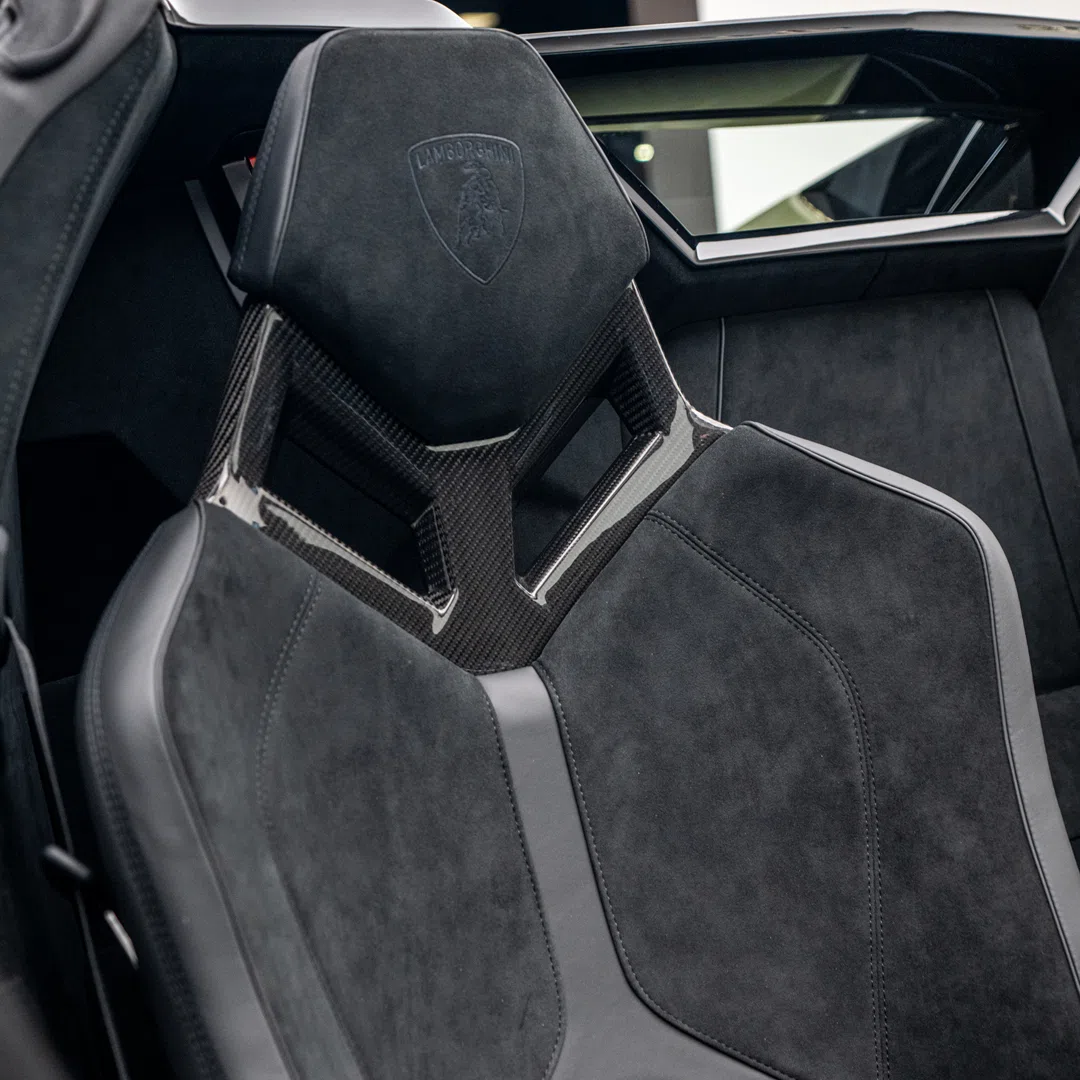 2022 Lamborghini Aventador SVJ Roadster interior, seats, Full Black Alcantara & Leather Interior