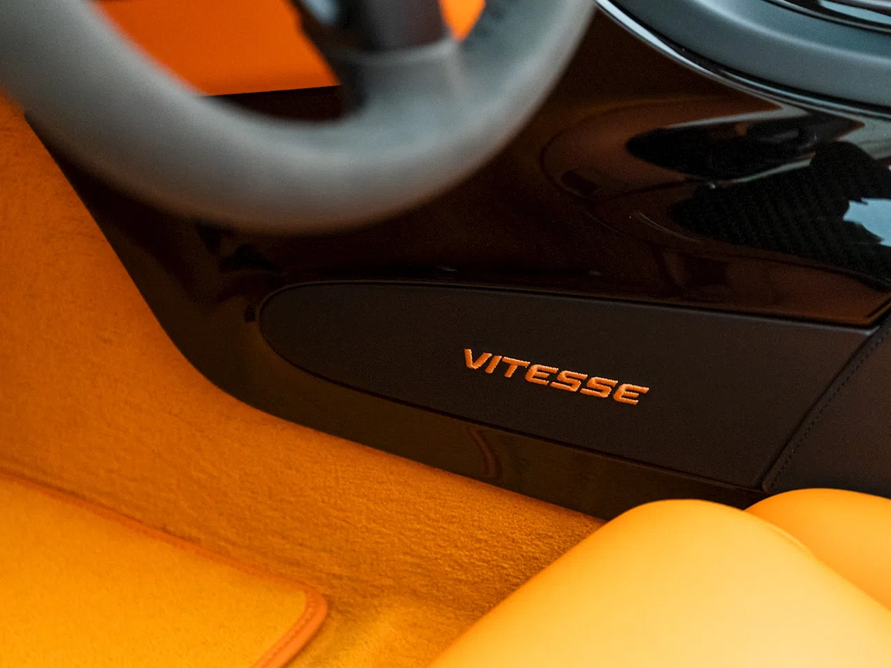 2015 Bugatti Veyron Grand Sport Vitesse interior, Orange & Black Leather