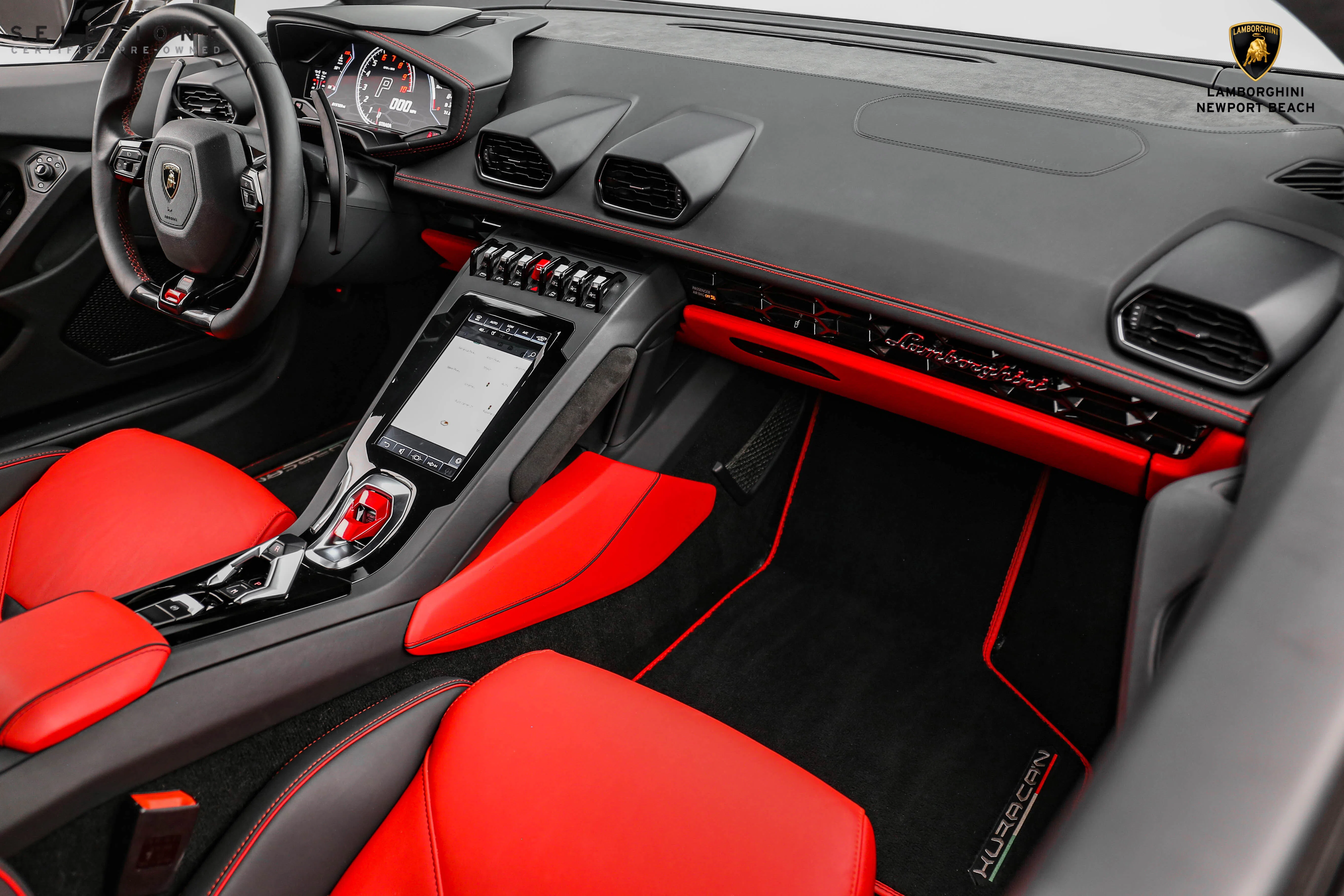 2020 Lamborghini Huracan EVO RWD interior, Nero Ade/Rosso Alala