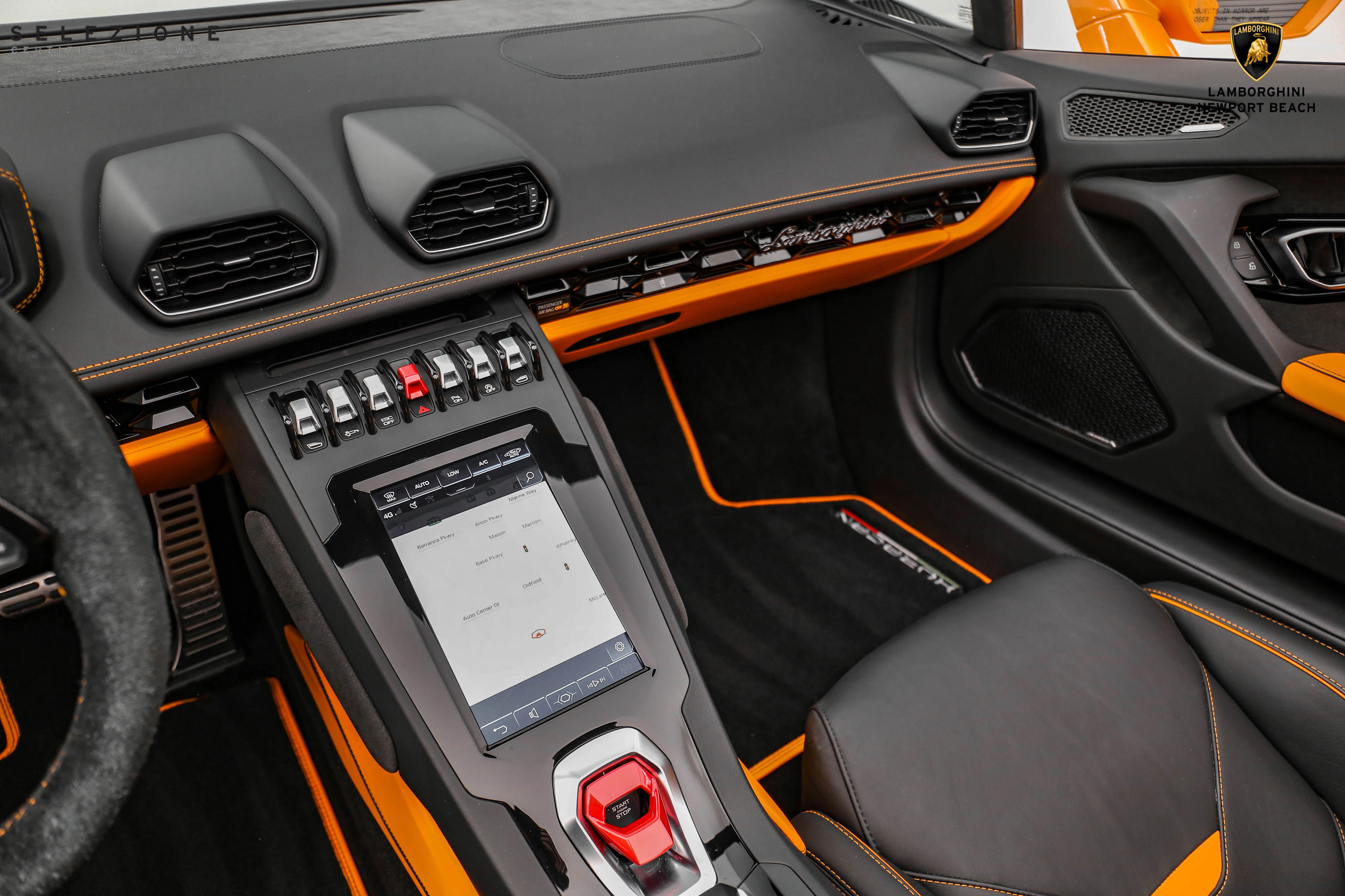 2020 Lamborghini Huracan EVO Spyder interior, center console, Nero Ade