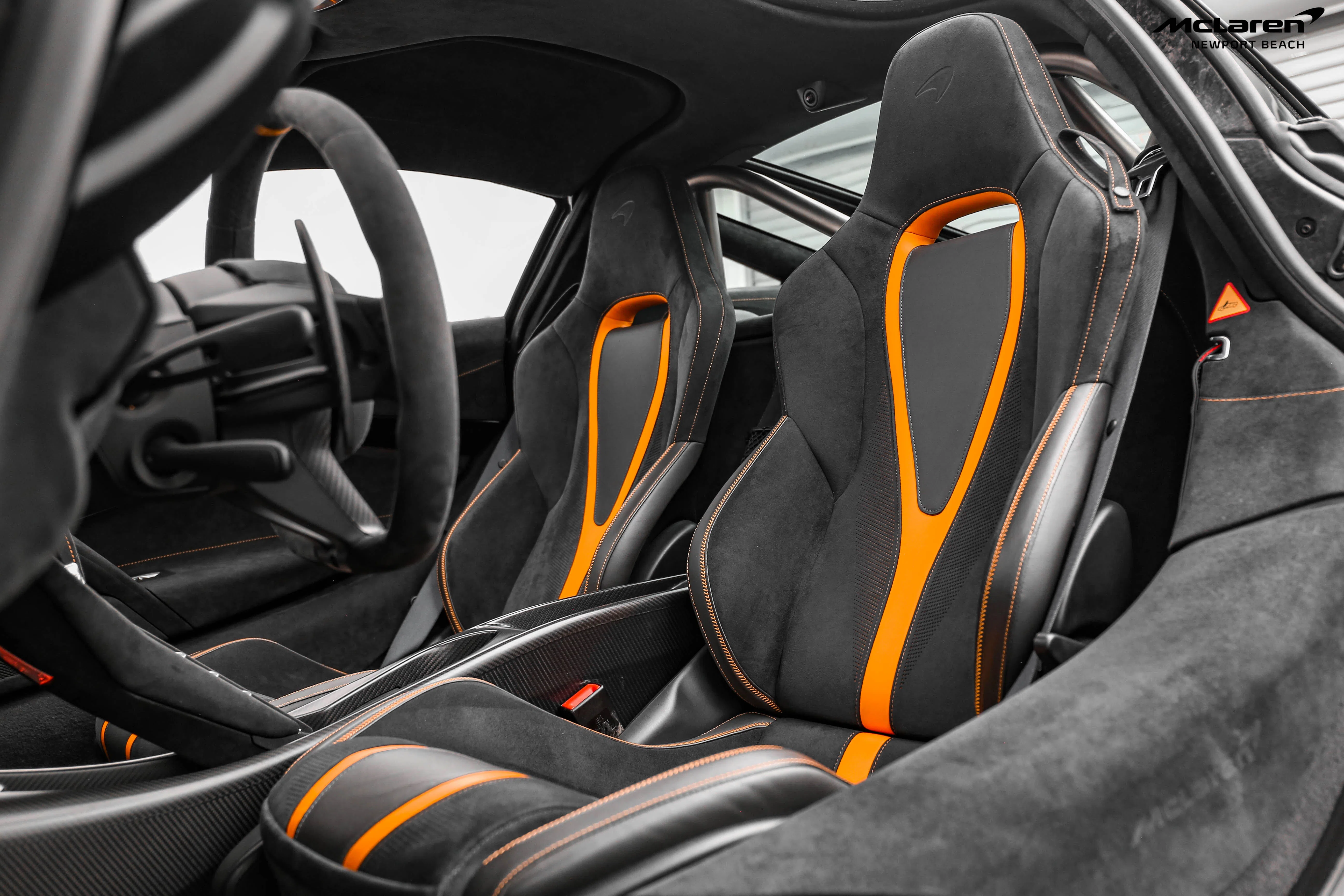 2021 McLaren 765LT interior, seats, Carbon Black