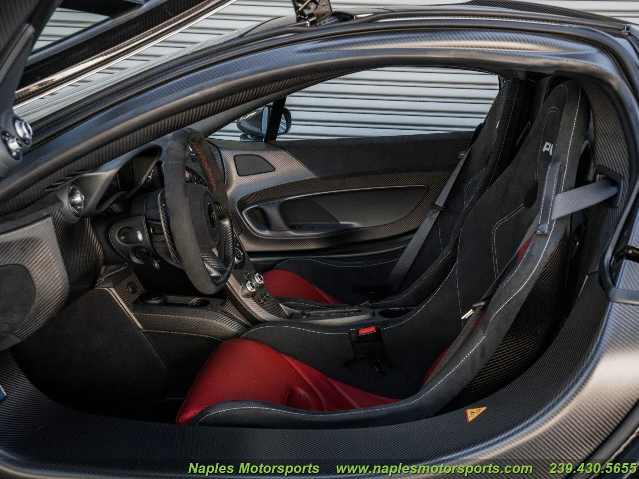 2015 McLaren P1 interior, Carbon Black with Red Insert