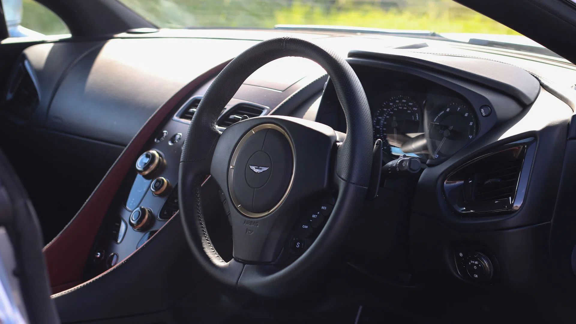 2018 Aston Martin V12 Vanquish Zagato interior, Pure Black and Bitter Chocolate Leather