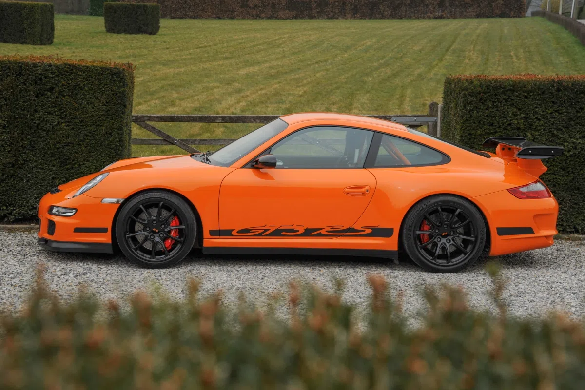 2007 PORSCHE 997 MK1 GT3 RS, side profile, Pure Orange
