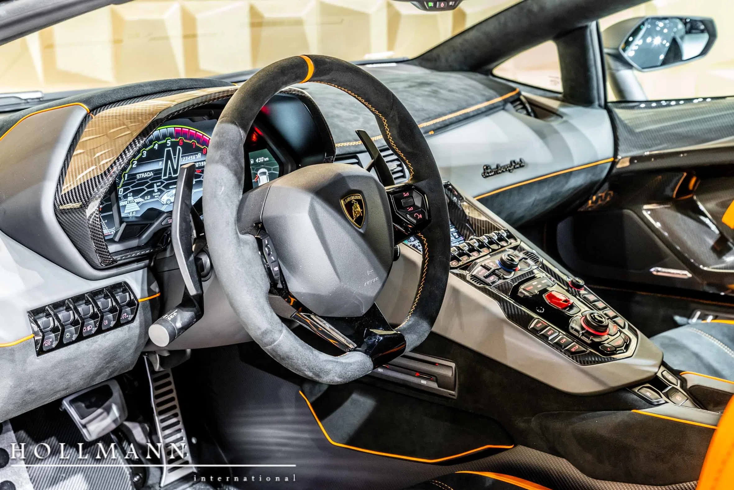 2019 Lamborghini Aventador SVJ interior, dashboard, Nero Cosmus