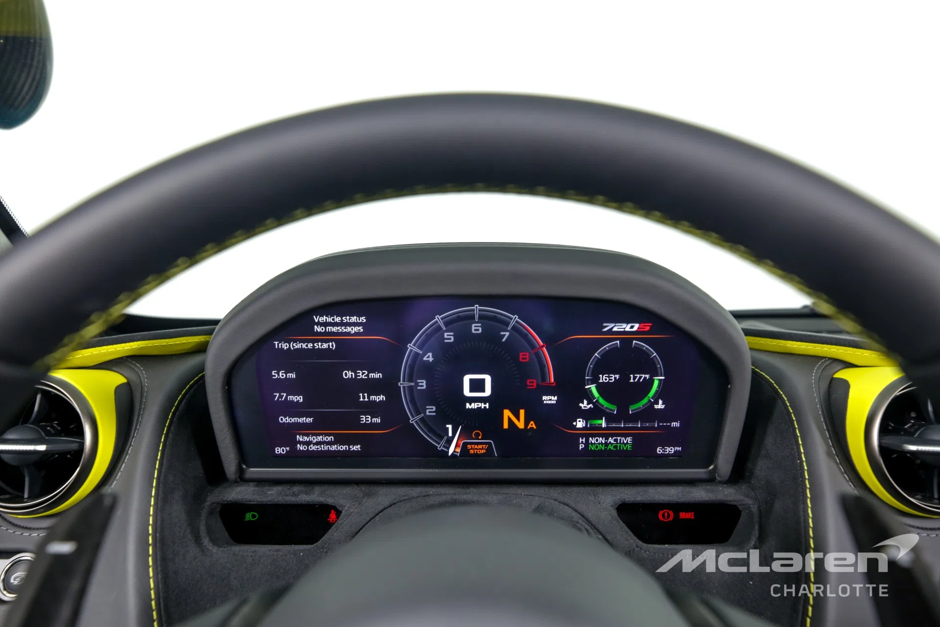 2022 McLaren 720S Spider interior, Black & Xenon Yellow