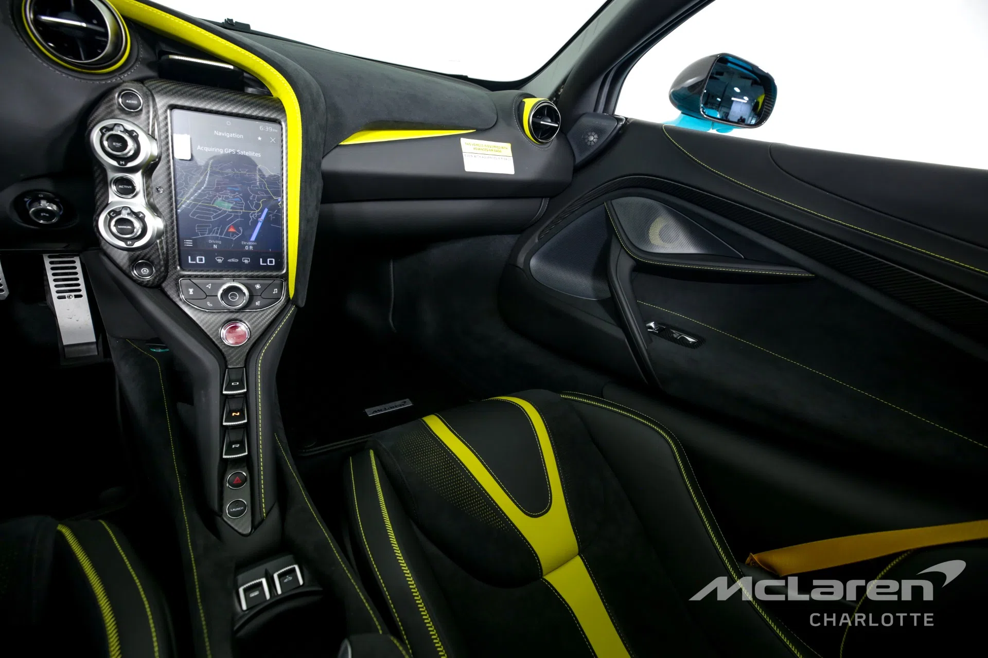 2022 McLaren 720S Spider interior, Black & Xenon Yellow