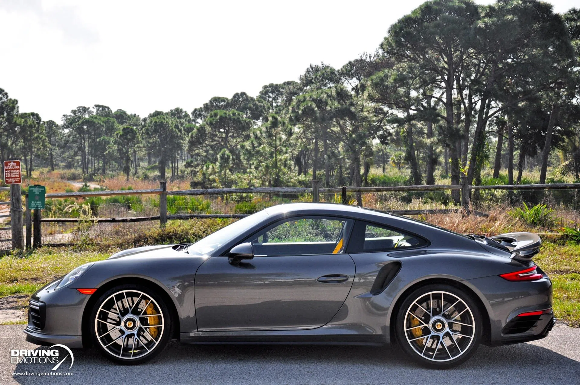 2017 Porsche 911 Turbo S, side profile, Agate Grey Metallic