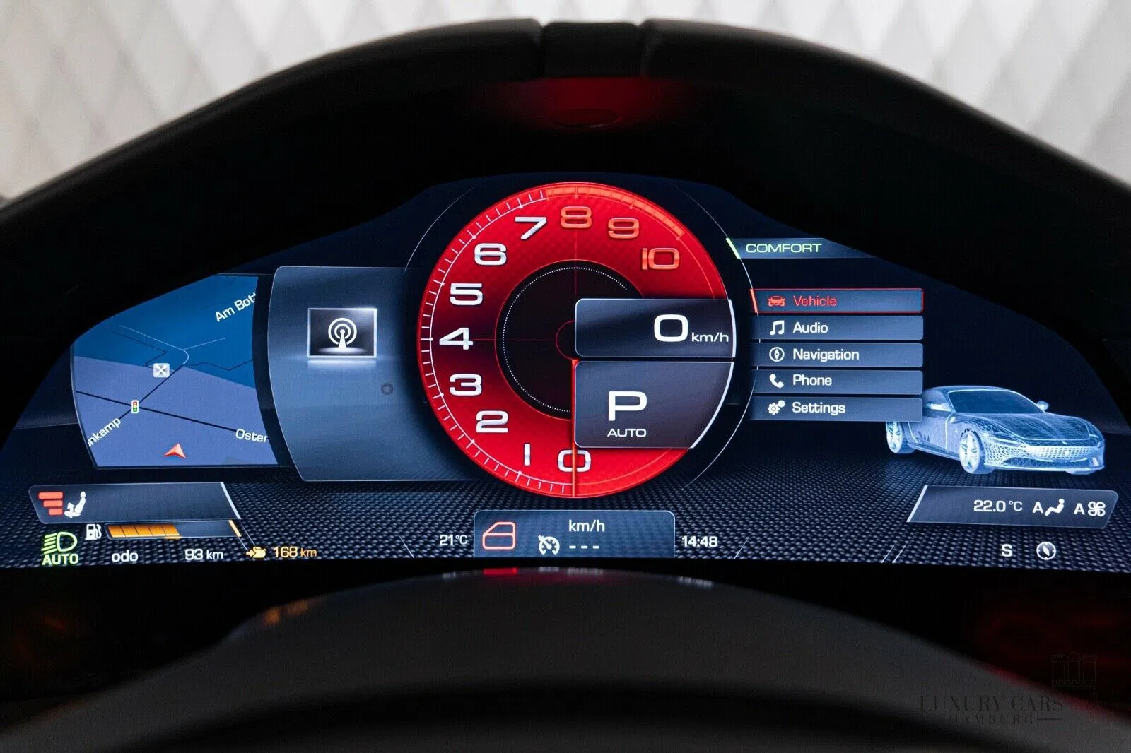 2022 Ferrari Roma interior, Black, Full leather