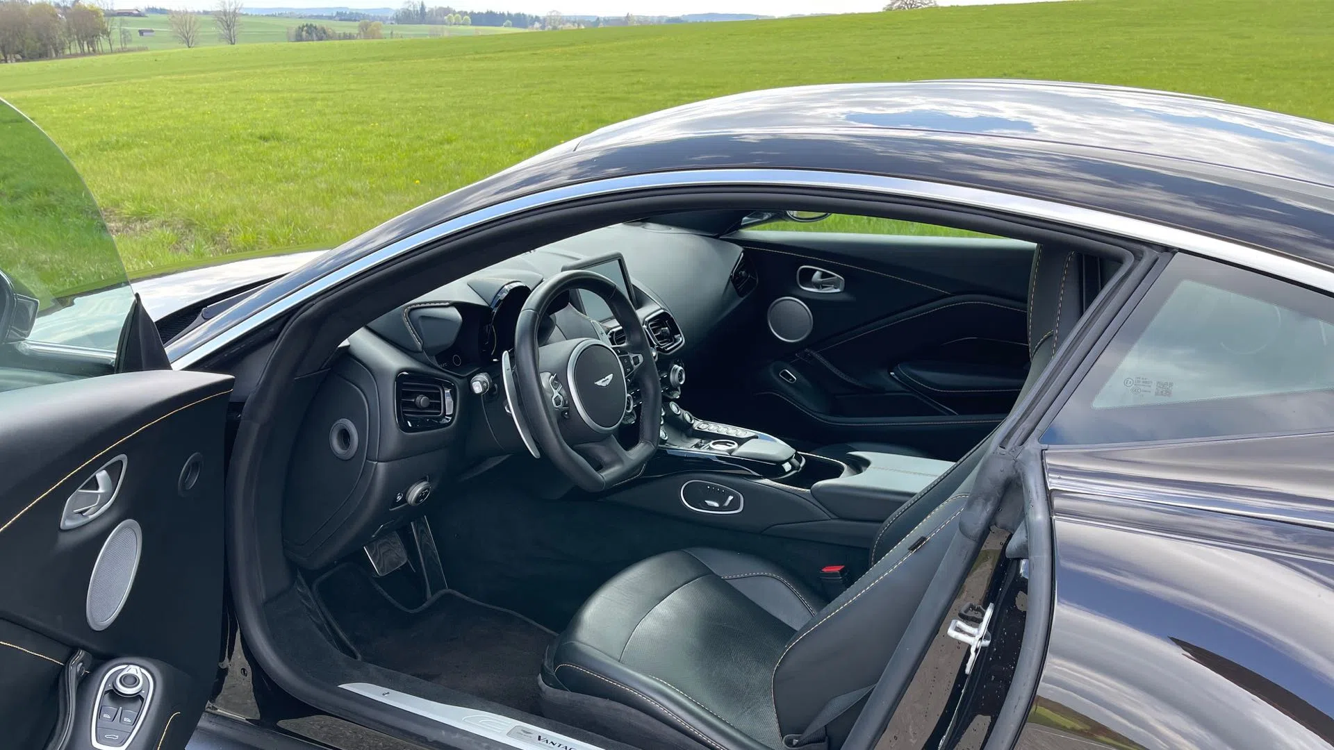 2019 Aston Martin V8 Vantage Coupe interior, Obsidian Black