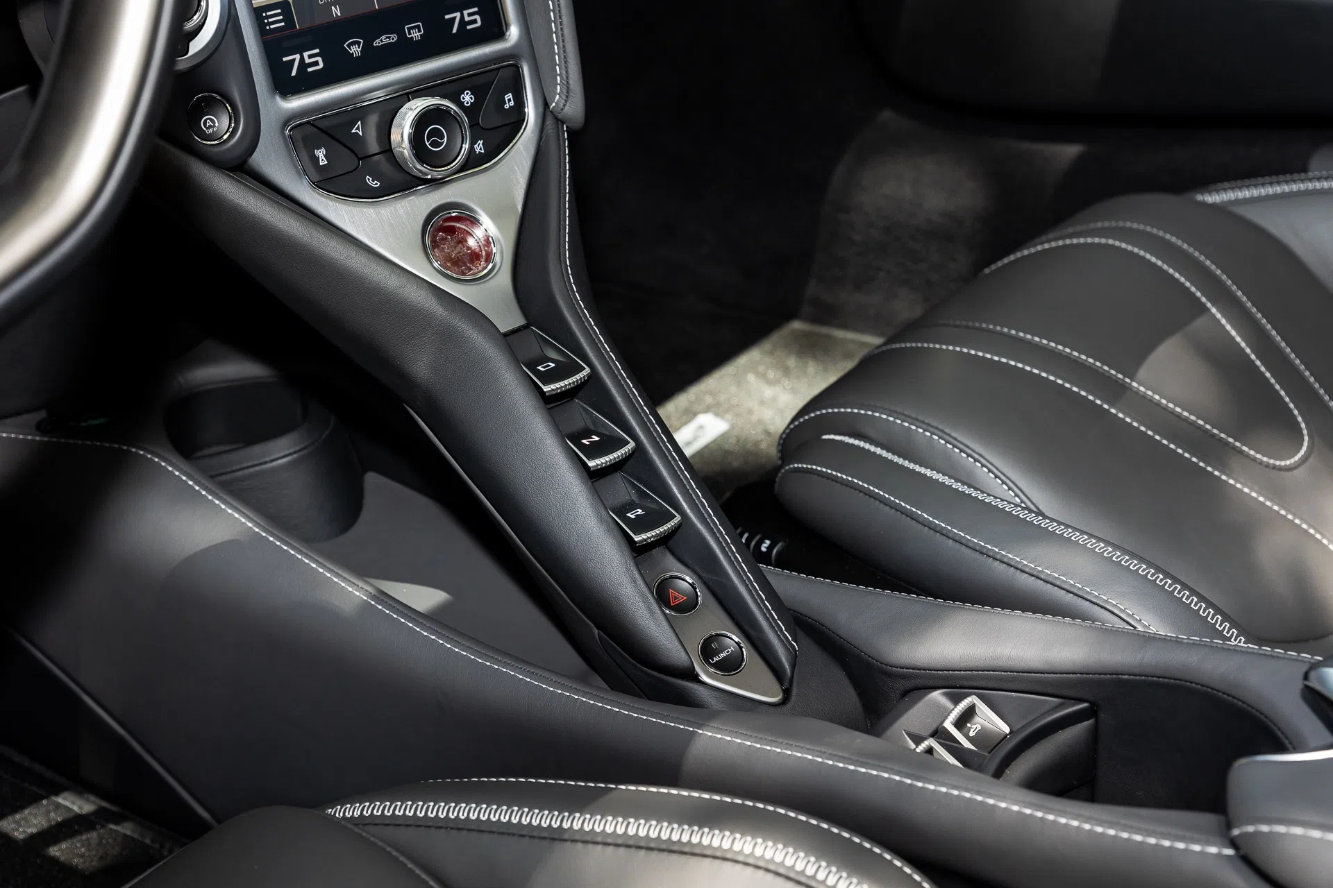 2022 McLaren 720S Spider Luxury interior, center console, Carbon Black