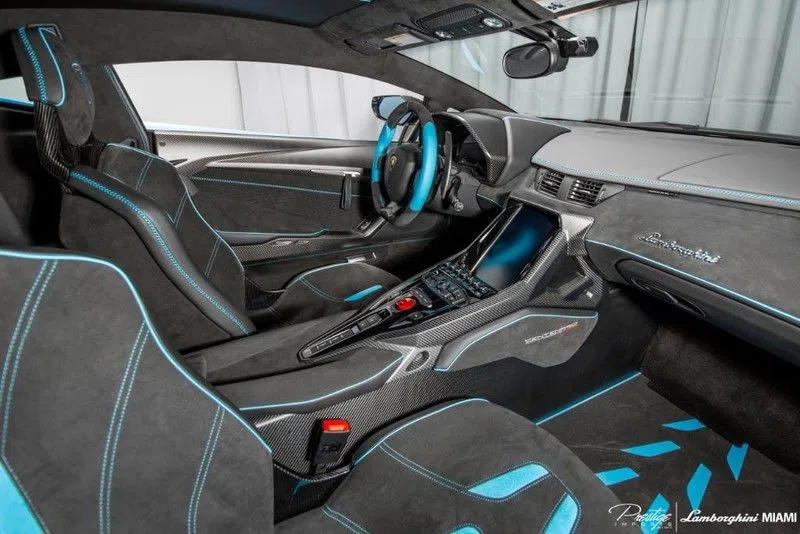 2017 Lamborghini Centenario Coupe interior, Black-blue