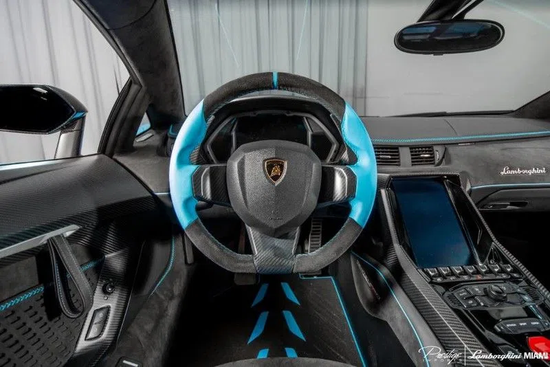 2017 Lamborghini Centenario Coupe interior, Black-blue