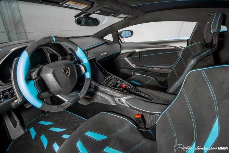 2017 Lamborghini Centenario Coupe interior, Black-blue
