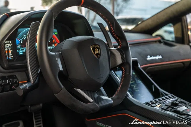 2017 Lamborghini Centenario Coupe interior, Orange - Black