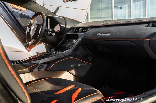 2017 Lamborghini Centenario Coupe interior, Orange - Black