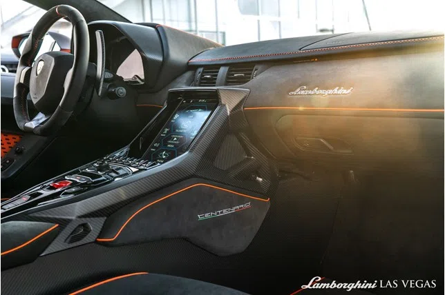 2017 Lamborghini Centenario Coupe interior, Orange - Black