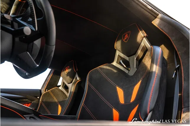 2017 Lamborghini Centenario Coupe interior, seats, Orange - Black