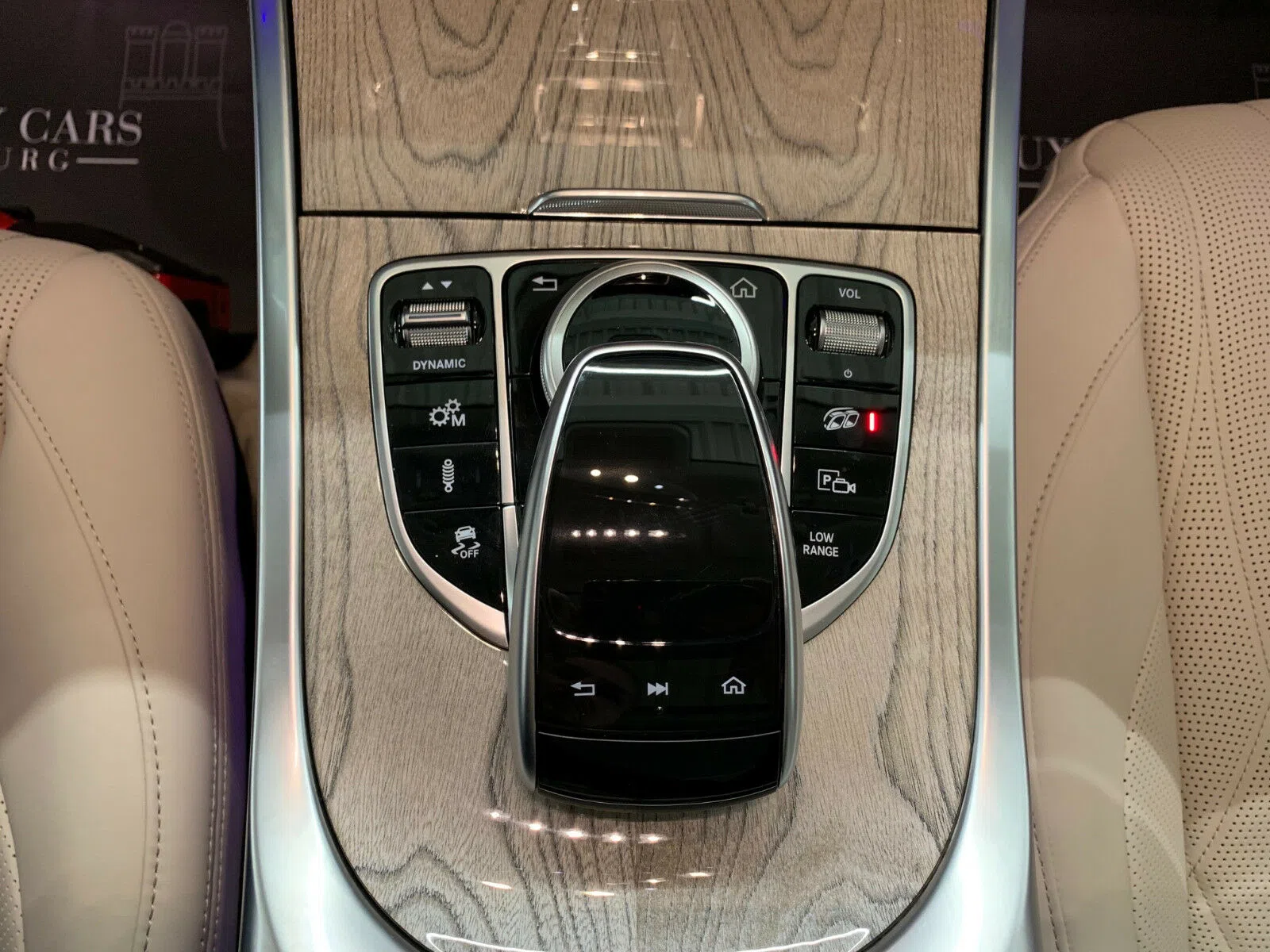 2019 Mercedes-Benz G 63 AMG interior, center console, Beige