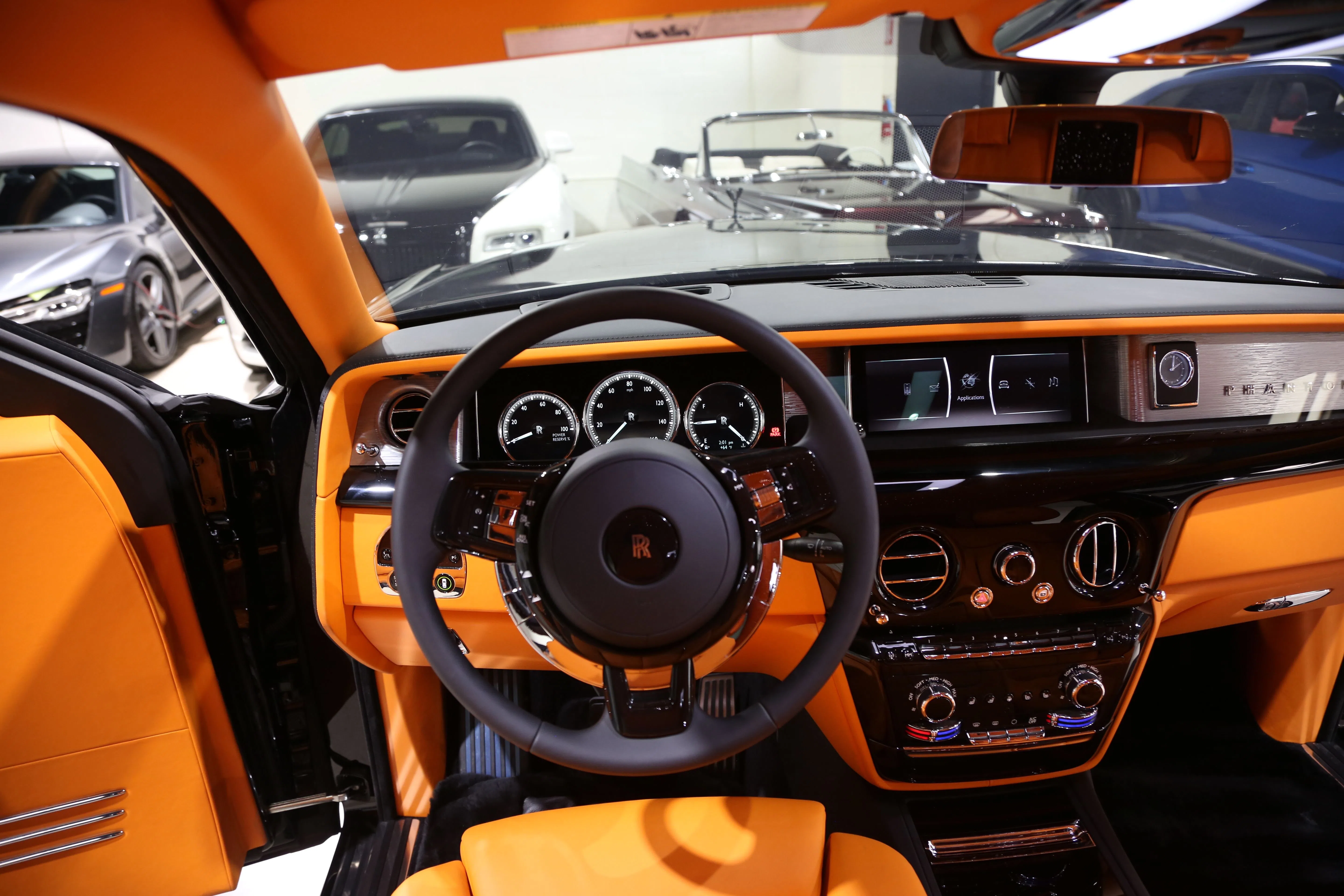 2022 Rolls-Royce Phantom interior, dashboard, Mandarin Orange