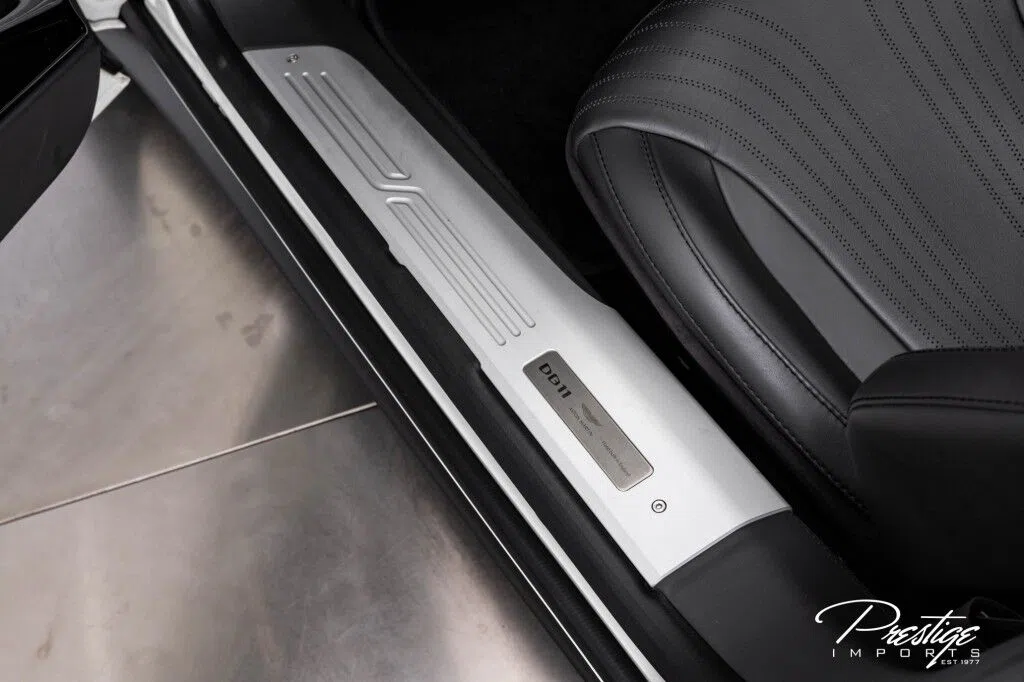 2020 Aston Martin DB11 interior, door sill, Phantom Grey