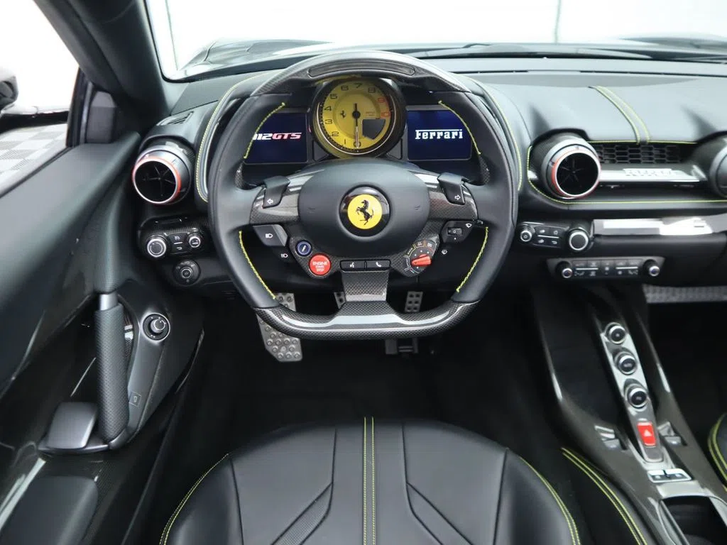 2021 Ferrari 812 GTS interior, dashboard, Nero, Leather