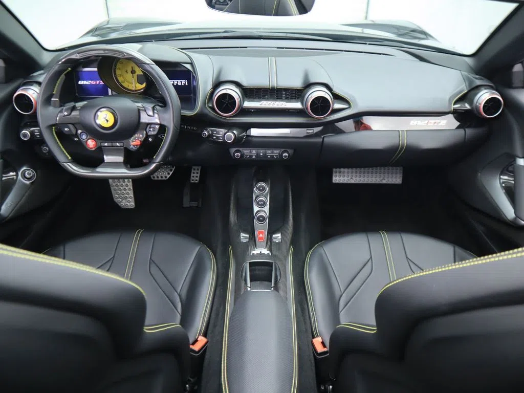 2021 Ferrari 812 GTS interior, dashboard, Nero, Leather