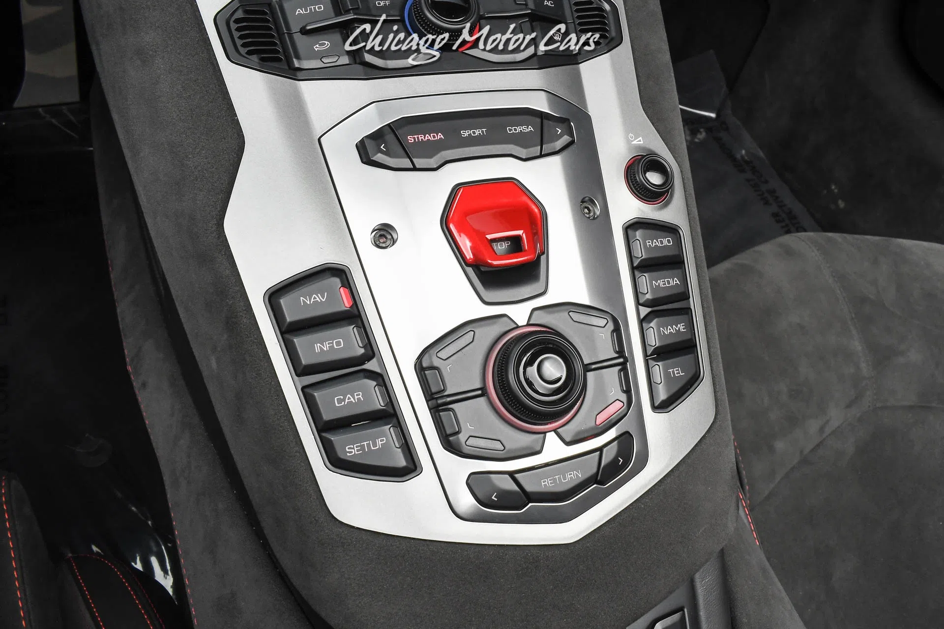 2016 Lamborghini Aventador LP700-4 Pirelli Edition interior, center console, NERO ADE