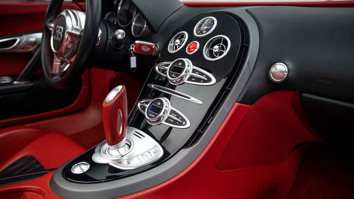 2011 Bugatti Veyron Grand Sport interior, Red Leather